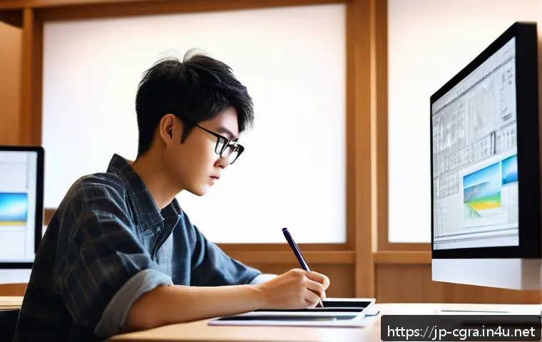 컴퓨터그래픽스운용기능사 자격증 취득 후 전문 강사 도전 - A modern Japanese computer graphics classroom scene featuring a young adult Japanese student wearing...